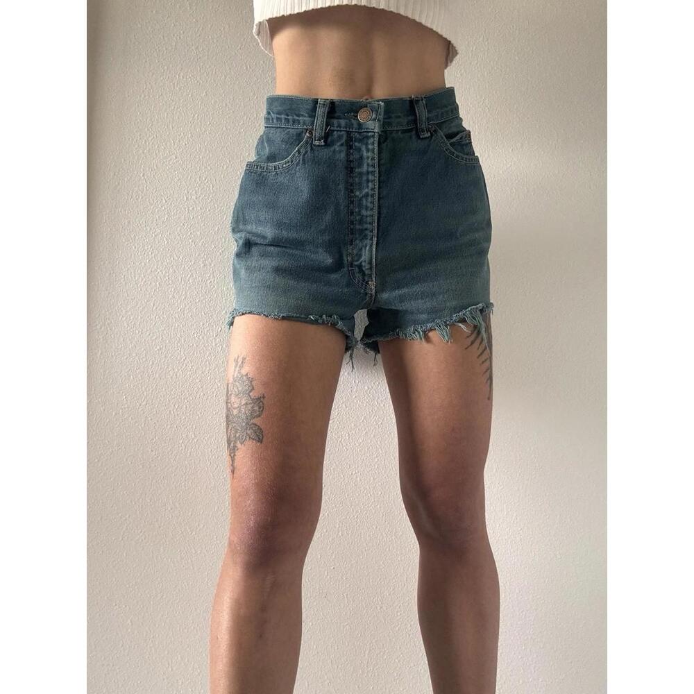 Vintage 90s Calvin Klein Y2K Dark Green Denim Shorts Size 10